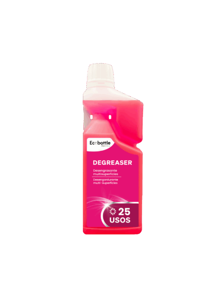ECOBOTTLE DEGREASER HAND DOSE es un desengrasante ultra concentrado de uso profesional, formulado para la eliminación eficaz de grasas, aceites, restos orgánicos y suciedad difícil en todo tipo de superficies lavables. Su sistema de dosificación manual incorporado permite medir con precisión cada uso, reduciendo desperdicios y maximizando el rendimiento del producto. Ideal para cocinas, talleres, maquinaria, mobiliario y zonas de manipulación alimentaria. El envase rellenable facilita una limpieza sostenible y rentable. Venta exclusiva para profesionales. Producto de uso profesional, no apto para uso doméstico.