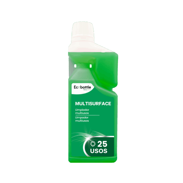ECOBOTTLE MULTISURFACE HAND DOSE es un limpiador multiusos ultra concentrado, diseñado para la limpieza diaria de suelos y superficies lavables con máxima eficacia y mínimo consumo. Su sistema de dosificación manual integrada permite preparar soluciones limpias con precisión, optimizando cada aplicación y reduciendo el desperdicio químico. Elimina polvo, grasa ligera y suciedad general sin dejar residuos ni velos. Su envase reutilizable está pensado para operativas profesionales comprometidas con la sostenibilidad. Ideal para oficinas, hostelería, colectividades y mantenimiento profesional. Venta exclusiva para profesionales. Producto de uso profesional, no apto para uso doméstico.